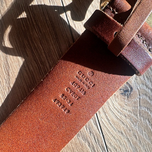 Authentic brown and gold Gucci belt with dust bag - Picture 3 of 7